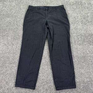 Talbots Pants Womens 14 Black Blue Relaxed Chino Stretch Casual Work City Pocket